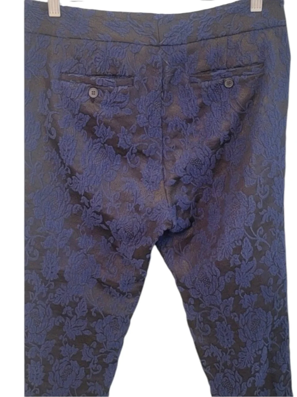 SOFT SURROUNDINGS Baroque/Textured Jacquard Ankle Pants in Navy/Black Size 8 - Picture 4 of 9